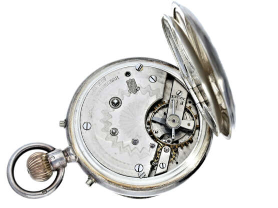 Taschenuhr: seltenes und interessantes englisches Beobachtungschronometer mit Chronograph und Register, Huguenin Patent 1882 - фото 2