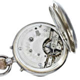 Taschenuhr: seltenes und interessantes englisches Beobachtungschronometer mit Chronograph und Register, Huguenin Patent 1882 - фото 2