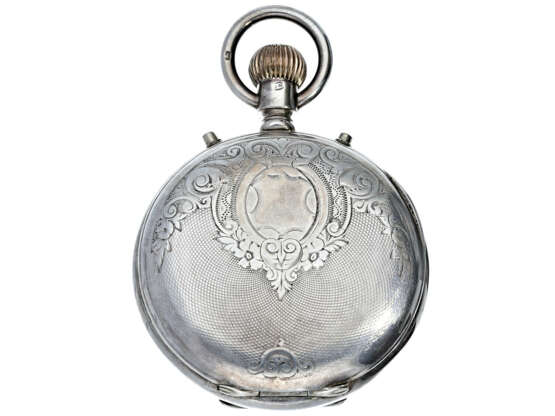 Taschenuhr: seltenes und interessantes englisches Beobachtungschronometer mit Chronograph und Register, Huguenin Patent 1882 - Foto 3