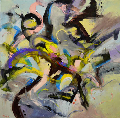 Gemälde „Tanz in den Raum des Chaos“, Leinwand, Ölfarbe, Abstractionismus, Alltagsleben, 2017 - Foto 1