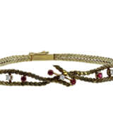 Armband: vintage Goldschmiedearmband mit Brillanten und roten Farbsteinen - photo 1