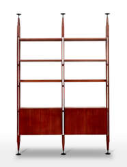 Two-module bookcase with two two-door