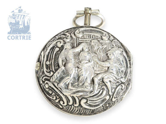 Pocket watch: early repoussé paircase verge watch, hallmarks London 1766, signed Hallifax London - photo 1