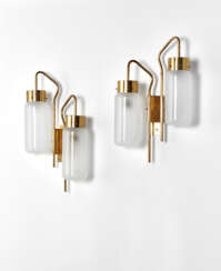 Pair of two-light wall lamps model "Bidone"