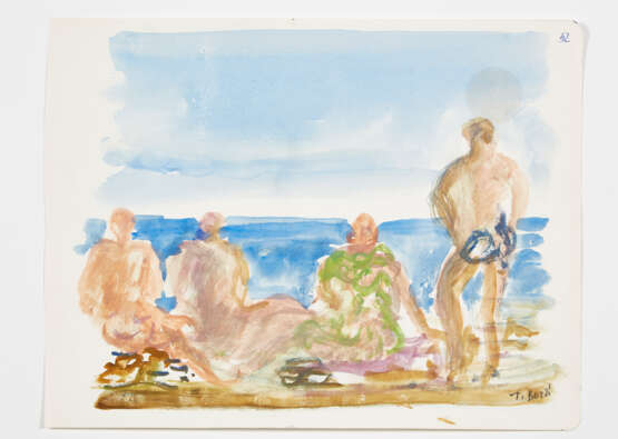 Tomaso Buzzi. Drawing depicting four back swimmers - Foto 1