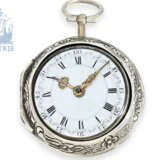 Pocket watch: early repoussé paircase verge watch, hallmarks London 1766, signed Hallifax London - photo 3