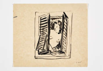Drawing of female figure at the window