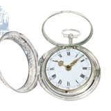 Pocket watch: early repoussé paircase verge watch, hallmarks London 1766, signed Hallifax London - Foto 4