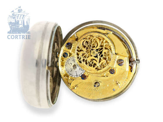 Pocket watch: early repoussé paircase verge watch, hallmarks London 1766, signed Hallifax London - Foto 5