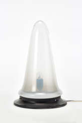 Table lamp with conical diffuser in opalescent blown glass