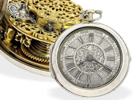 Pocket watch: early paircase verge watch with date, Peter Gobert London from 1720 - photo 1