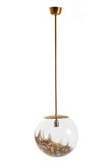 Suspension lamp with spherical diffuser in crystal glass with inclusion of metal wires without melting