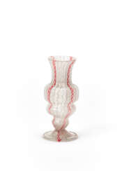 Small blown glass vase in reticello and colorless zanfirico