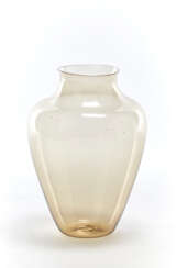 Transparent pagliesco blown glass vase