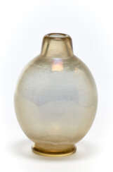(Attributed) | Transparent pagliesco blown glass vase with external iridescent surface