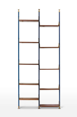 Two-span bookcase with blue painted steel uprights - Foto 1