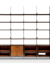 * Modular bookcase with six spans with brushed steel structure