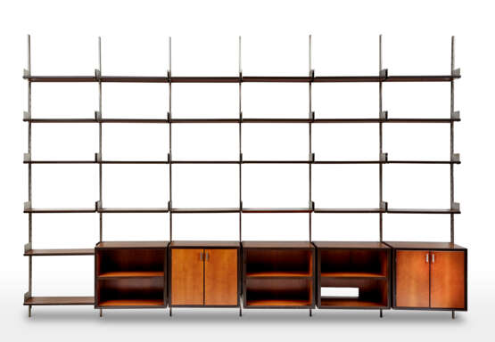 Gianni Moscatelli. * Modular bookcase with six spans with brushed steel structure - photo 1