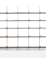 * Modular five-span bookcase with brushed steel structure