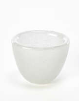 Cup in transparent colorless bubbles glass
