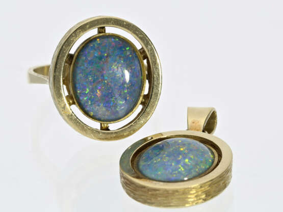 Anhänger/Ring: massives, ehemals teures Opal-Schmuckset in 14K Gold - Foto 1