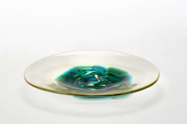 (Attributed) | Centerpiece in colorless transparent glass with inclusion of green
