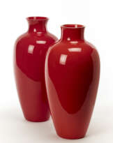 Two vases in incamiciato red glass
