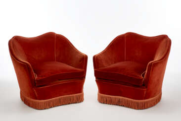 (Attributed) | Pair of upholstered armchairs