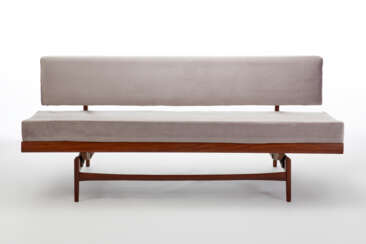 Sofa-bed with solid teak wood structure