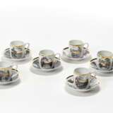 Piero Fornasetti. Coffee service composed of six cups and saucers of the series "I ponti del naviglio di Milano" - Foto 1