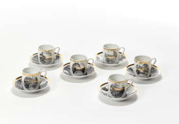 Coffee service composed of six cups and saucers of the series "I ponti del naviglio di Milano"