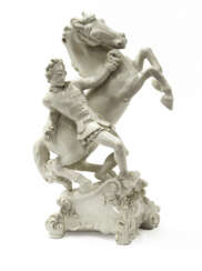 Domatore di cavalli | Sculptural group in white porcelain on a baroque pedestal