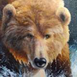 Peinture «L'ours courant sur l'eau», Toile, Peinture à l'huile, Réalisme, Animaliste, 2020 - photo 2