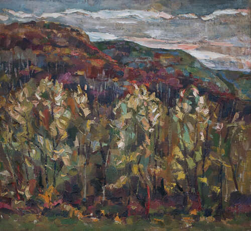 Peinture «L'harmonie de l'automne», Carton, Peinture acrylique, Impressionnisme, Peinture de paysage, 2002 - photo 1