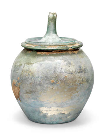 A ROMAN GLASS CINERARY URN AND LID - photo 1
