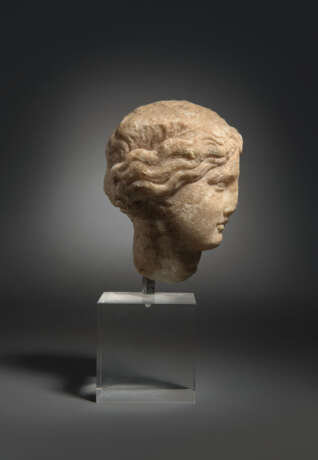 A GREEK MARBLE HEAD OF A GODDESS - photo 2