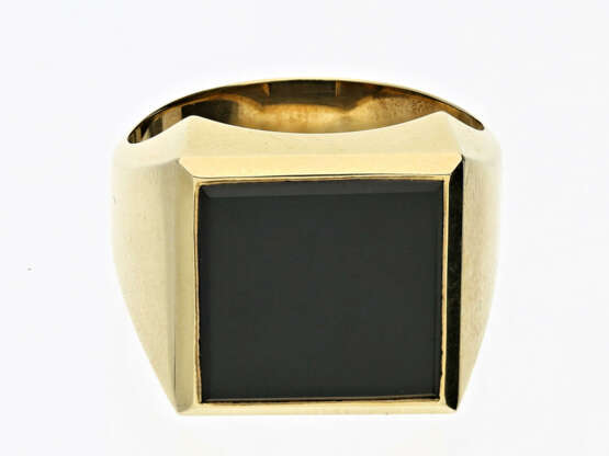 Ring: klassischer vintage Herrenring mit rechteckiger Onyxplatte - photo 1