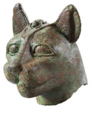 AN EGYPTIAN BRONZE CAT HEAD