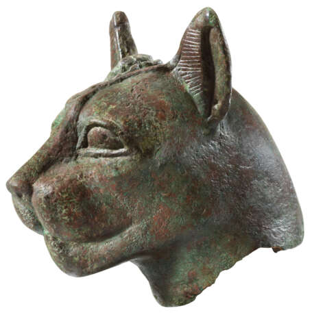 AN EGYPTIAN BRONZE CAT HEAD - photo 2