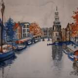 Zeichnung „Herbst in Amsterdam“, Papier, Aquarell, 2018 - Foto 1