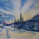Drawing “Winter Carpathians”, Paper, Watercolor, Realist, Landscape painting, 2018 - photo 1