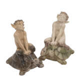 ROYAL COPENHAGEN, zwei Porzellanfiguren „Faun auf Schildkröte“ - Foto 1