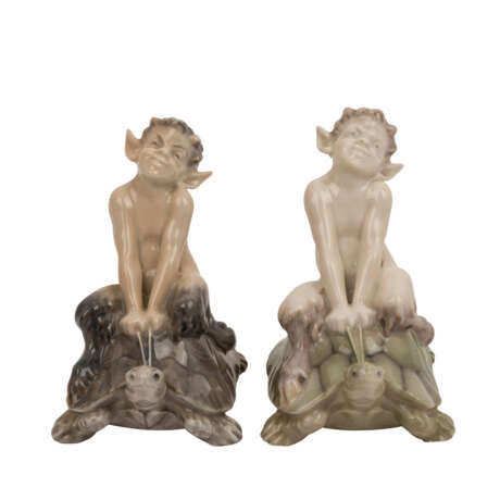 ROYAL COPENHAGEN, zwei Porzellanfiguren „Faun auf Schildkröte“ - Foto 2