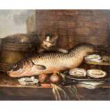 MALER/IN 17./18. Jahrhundert, "Stillleben mit Fisch, Austern und Zwiebeln", - Foto 1