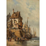 KUWASSEG, CHARLES EUPHRASIE (1838-1904), "Segelschiffe vor holländischer Hafenstadt", - Foto 1