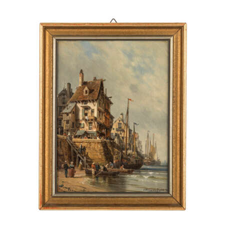 KUWASSEG, CHARLES EUPHRASIE (1838-1904), "Segelschiffe vor holländischer Hafenstadt", - фото 2