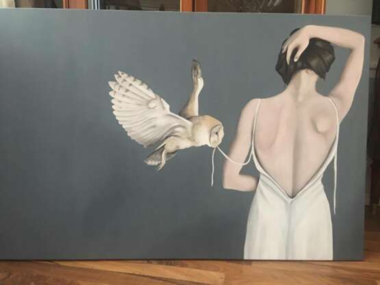 Painting “The girl with the owl”, Canvas, Oil paint, Romanticism, Mythological, 2020 - photo 2