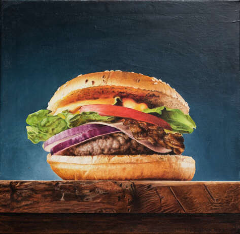 Painting “Just Hamburger”, Canvas, Oil paint, Realist, Still life, 2020 - photo 1