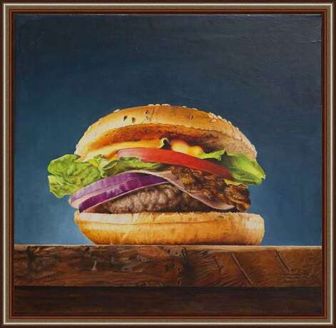 Painting “Just Hamburger”, Canvas, Oil paint, Realist, Still life, 2020 - photo 5