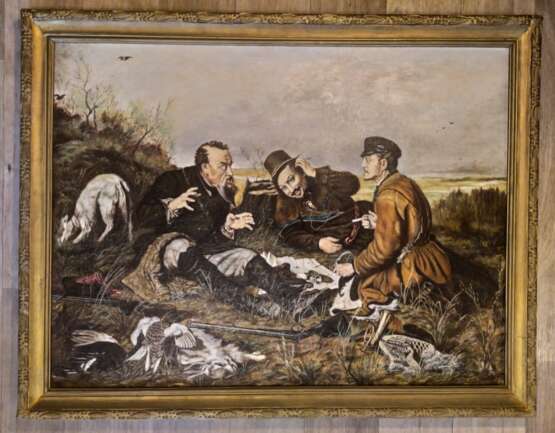 Painting “Hunters on a halt Vasily Grigorievich Perov”, Canvas, Oil paint, Realist, Everyday life, 1965 - photo 1